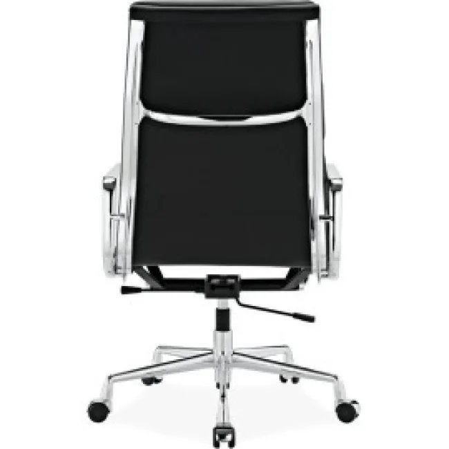 Ea219 Silla Oficina Estilo Eames Respaldo Alto Almohadilla Suave Cuero Negro — image 7