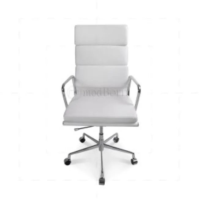 Ea219 Eames Style Bürostuhl Hoch — Weich gepolstert, Weißes Leder — image 2