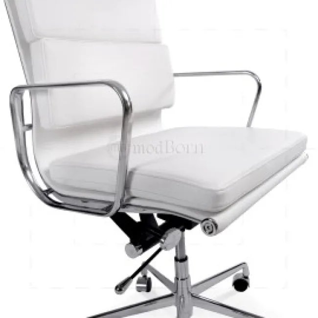 Ea219 Eames Style Bürostuhl Hoch — Weich gepolstert, Weißes Leder — image 4