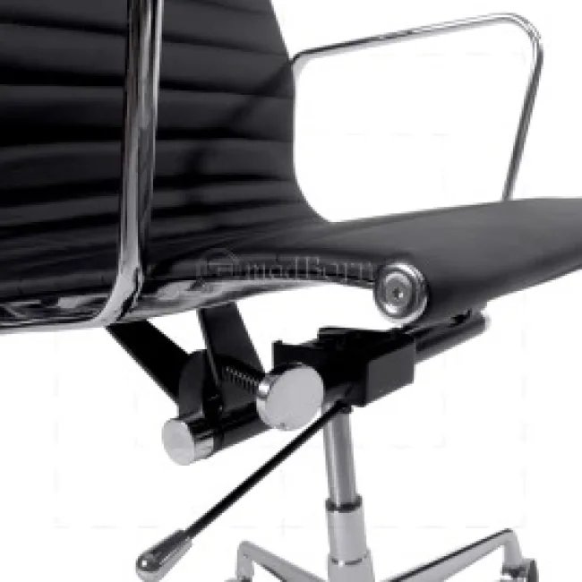 Ea119 — Silla de oficina estilo Eames (respaldo alto, cuero negro) — image 2