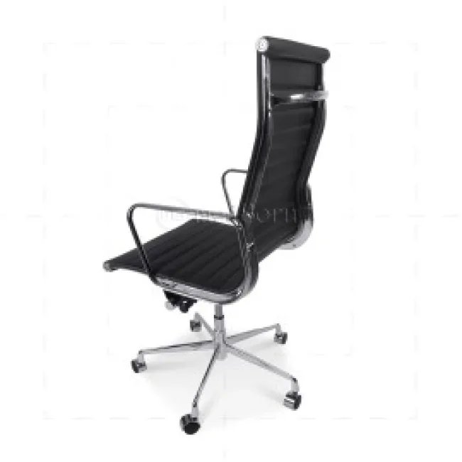 Ea119 — Silla de oficina estilo Eames (respaldo alto, cuero negro) — image 4