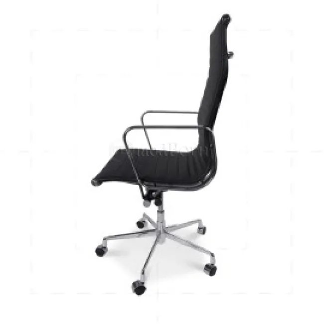 Ea119 — Silla de oficina estilo Eames (respaldo alto, cuero negro) — image 5