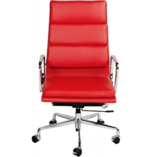 Chaise de bureau EA219 style Eames — Dossier haut, softpad, cuir rouge