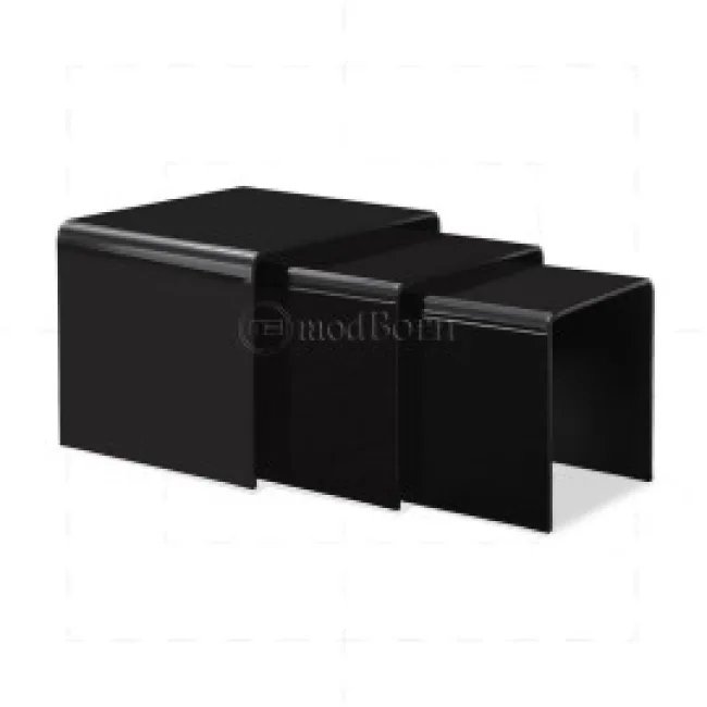 Table basse nid de 3 en verre trempé – Noir | Modborn