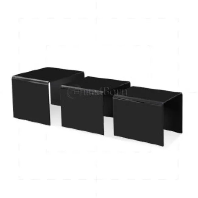 Gehärtetes Glas Nest aus 3 Couchtischen (Schwarz) – Modborn — image 2