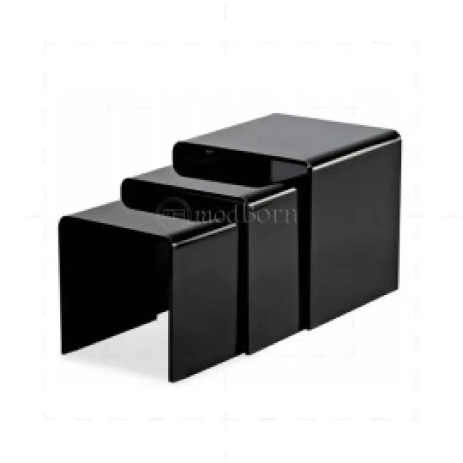 Gehärtetes Glas Nest aus 3 Couchtischen (Schwarz) – Modborn — image 3
