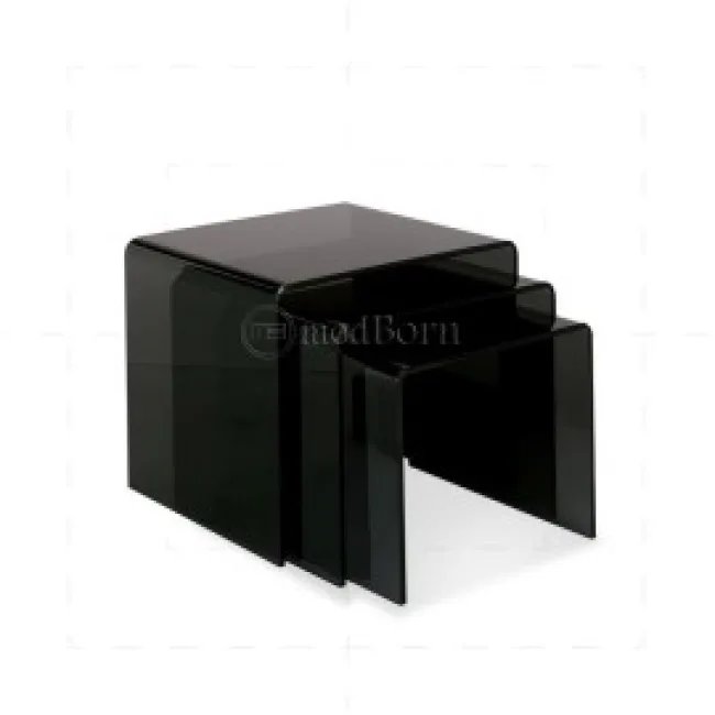 Gehärtetes Glas Nest aus 3 Couchtischen (Schwarz) – Modborn — image 4