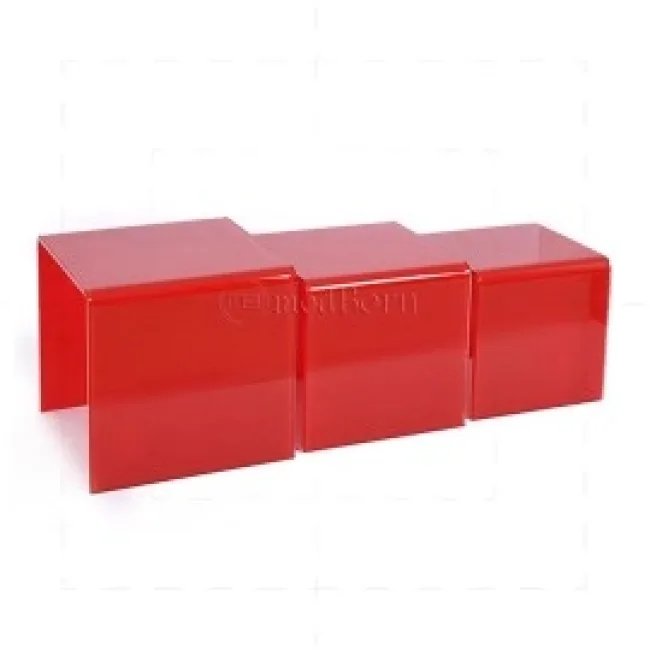 Gehärtetes Glas‑Nest aus 3 Couchtischen – Rot (Modborn) — image 2
