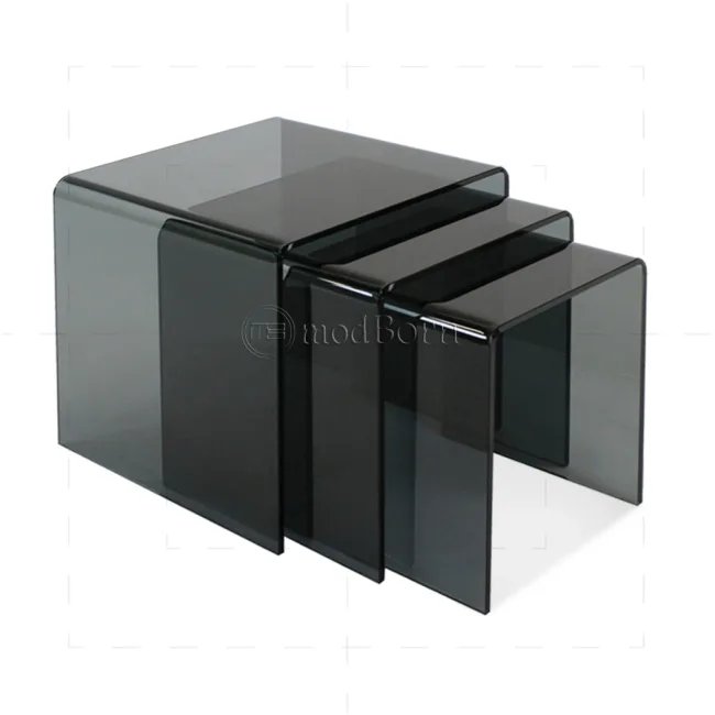 Gehärteter Glas-Nesttisch (3) – Grau — image 3