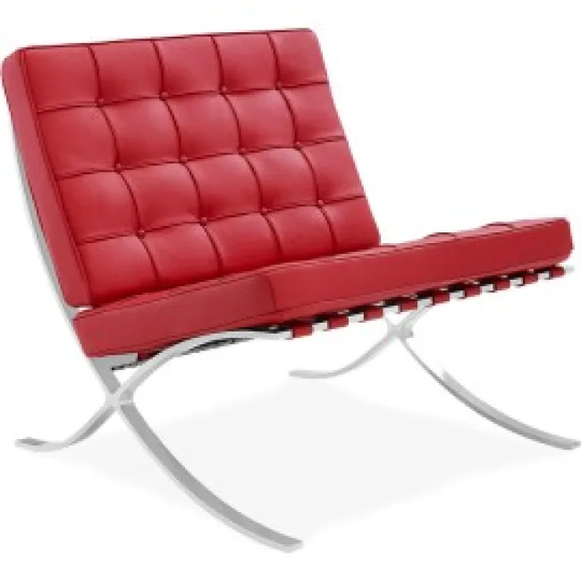 Ludwig Mies Ven Der Rohe Barcelona Style Chair — Red Leather