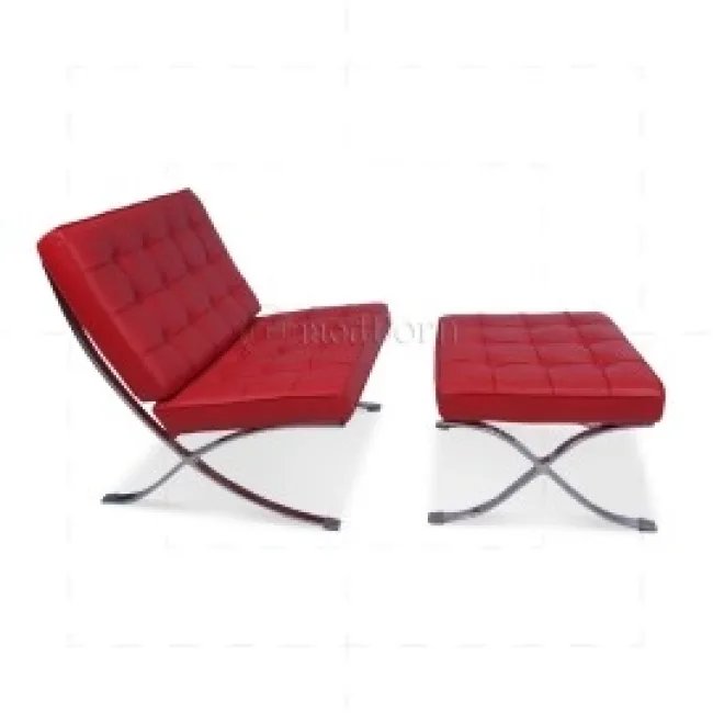 Ludwig Mies Ven Der Rohe Barcelona Style Chair – rotes Leder — image 6