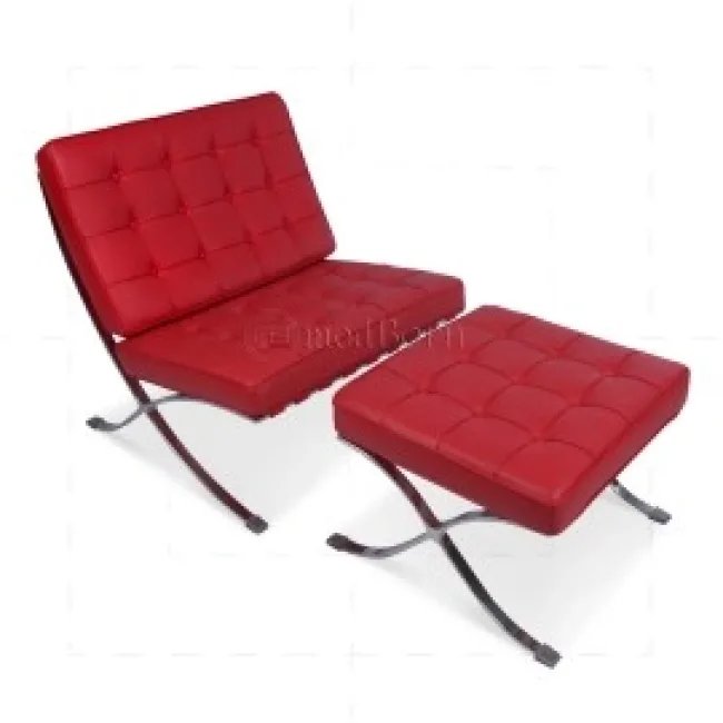Ludwig Mies Ven Der Rohe Barcelona Style Chair – rotes Leder — image 7