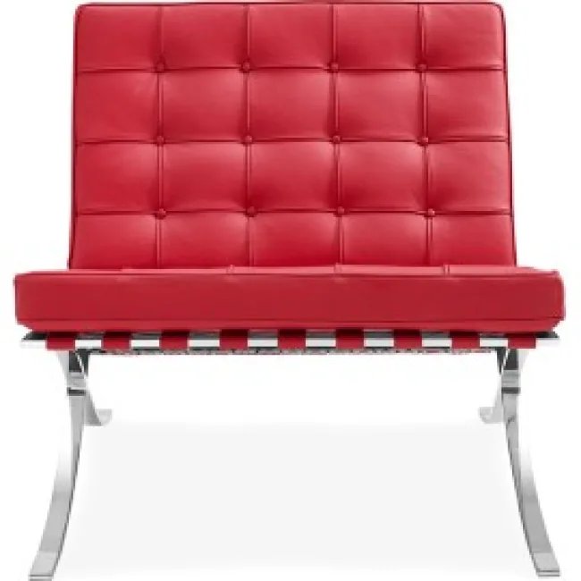 Ludwig Mies Ven Der Rohe Barcelona Style Chair – rotes Leder — image 8