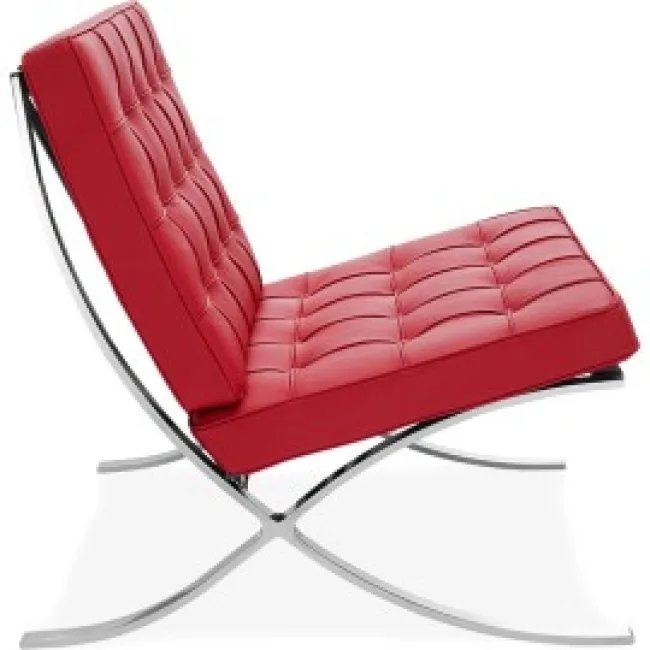 Ludwig Mies Ven Der Rohe Barcelona Style Chair – rotes Leder — image 10