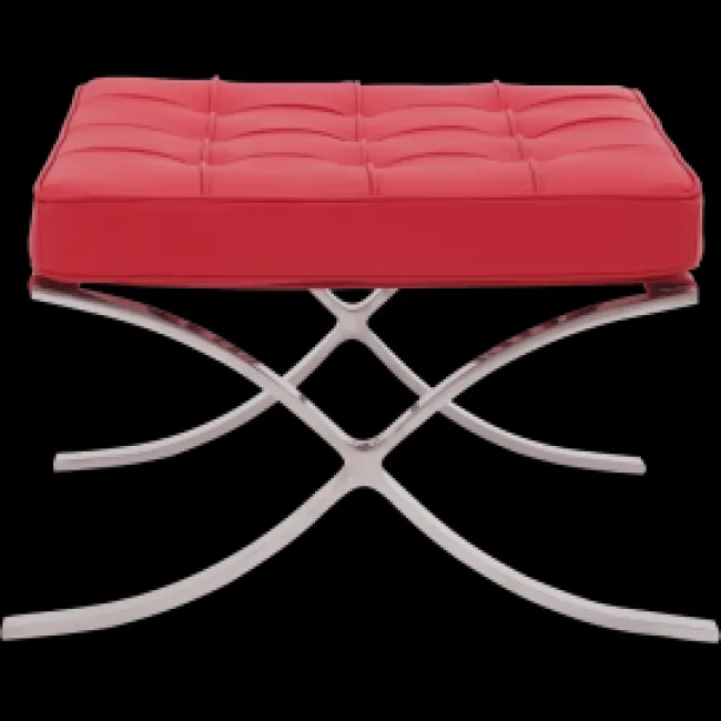 Ludwig Mies Ven Der Rohe Barcelona Style Ottoman Red Leather