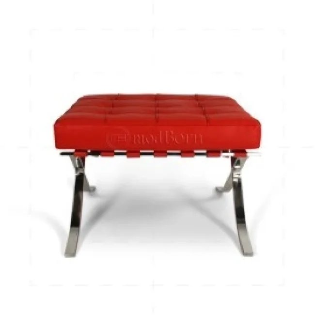 Ludwig Mies Ven Der Rohe Barcelona Hocker – Rotes Leder — image 3