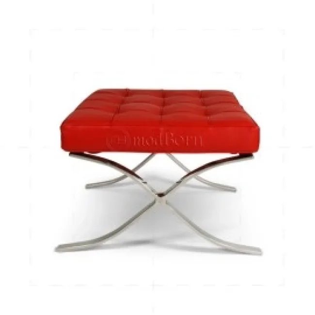 Ludwig Mies Ven Der Rohe Barcelona Hocker – Rotes Leder — image 4