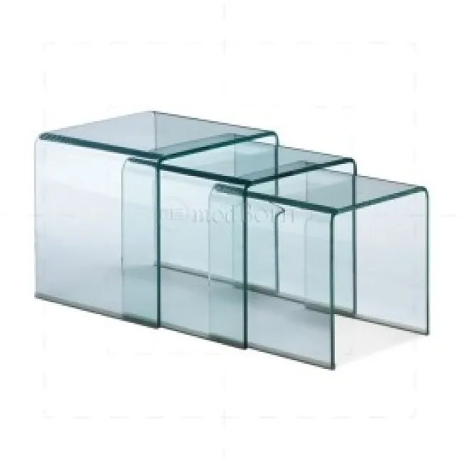 Table basse gigognes (lot de 3) en verre trempé – Transparent
