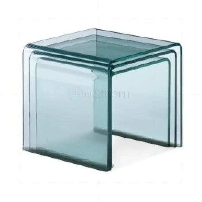 Gehärtetes Glas Nest von 3 Couchtischen – Klar — image 2
