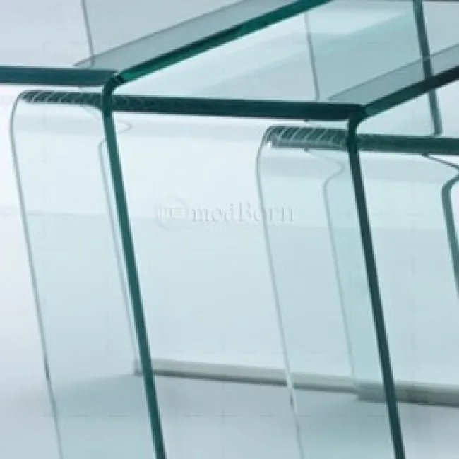 Gehärtetes Glas Nest von 3 Couchtischen – Klar — image 3