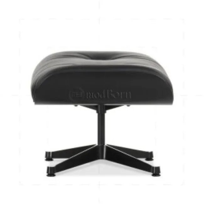 Eames Style Lounge Chair und Ottoman – Schwarzes Leder & schwarzes Holz — image 4