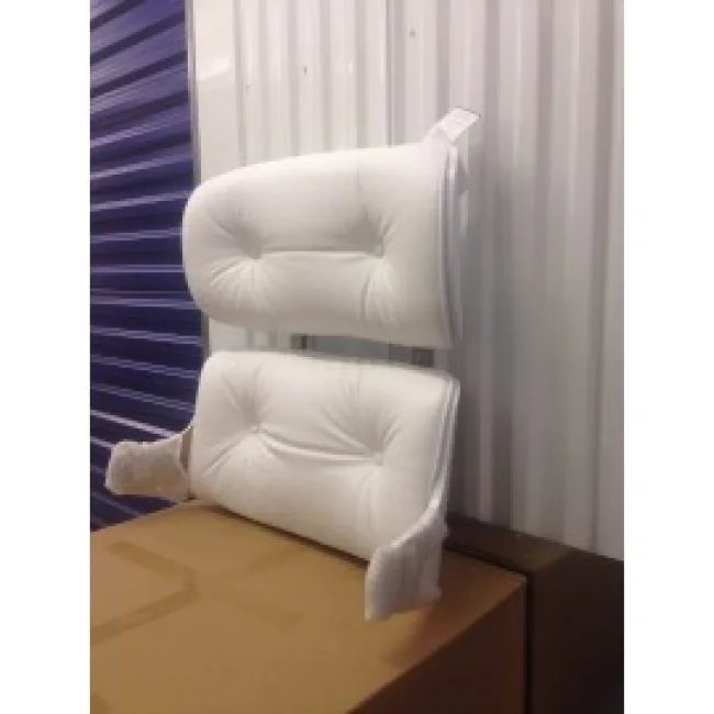 Eames Style Fauteuil Salon et Ottoman — Cuir blanc, bois blanc