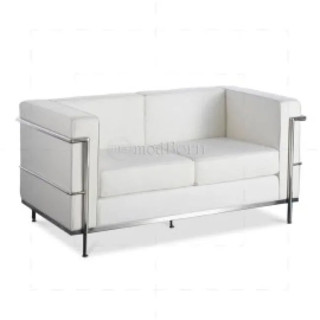Le Corbusier Style LC2 — Canapé 2 places cuir blanc
