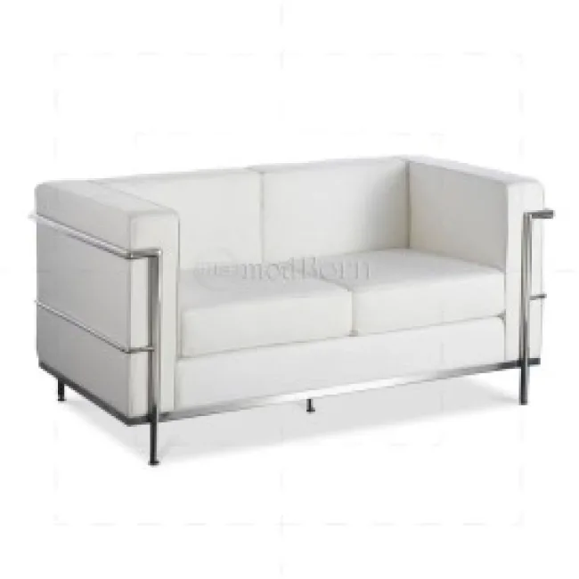 Le Corbusier Style LC2 Sofa 2 Seater — White Leather