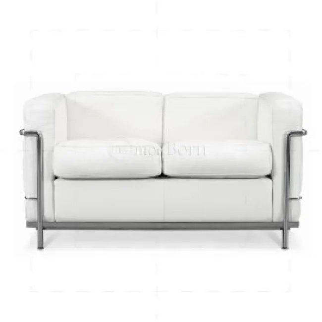 Le Corbusier Style LC2 Sofa 2 Sitzer Weiß Leder — image 2