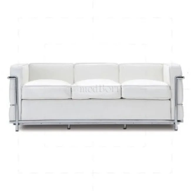 Le Corbusier Style LC2 — Canapé 3 places cuir blanc