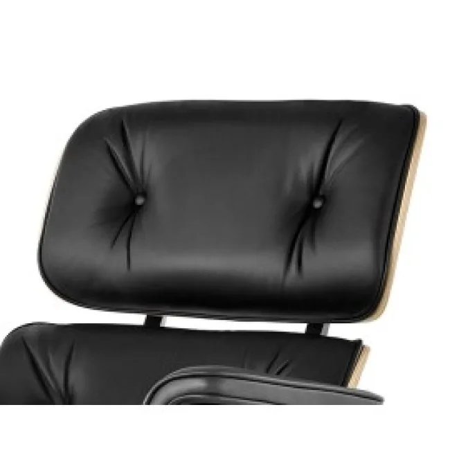 Eames Style Lounge Chair und Ottoman – Schwarz Leder, Eiche — image 3