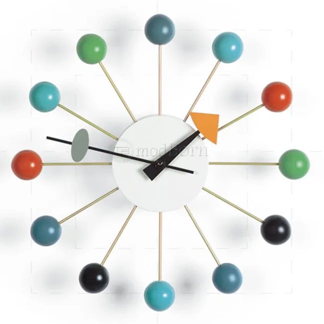 George Nelson Style Kugel Wanduhr - Bunte Mid‑Century Wanduhr — image 2