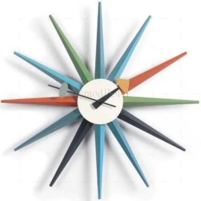 George Nelson — Horloge murale rayons multicolore