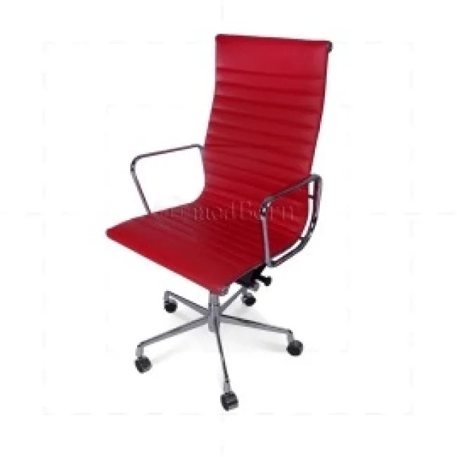 EA119 Eames Bürostuhl – Hochlehner, geripptes rotes Leder — image 2