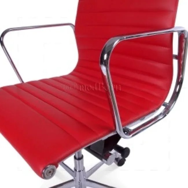 EA119 Eames Bürostuhl – Hochlehner, geripptes rotes Leder — image 3