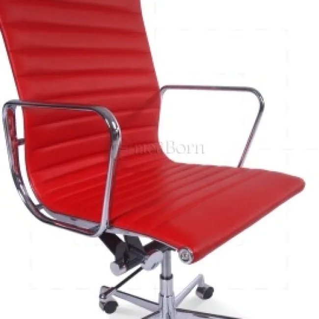 EA119 Eames Bürostuhl – Hochlehner, geripptes rotes Leder — image 4