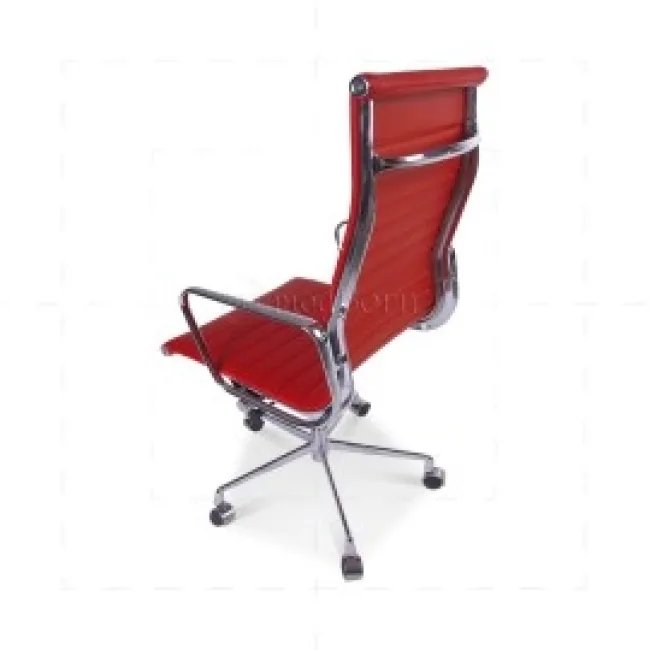 EA119 Eames Bürostuhl – Hochlehner, geripptes rotes Leder — image 5