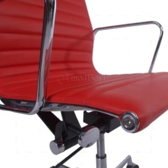 EA119 Eames Bürostuhl – Hochlehner, geripptes rotes Leder — image 6