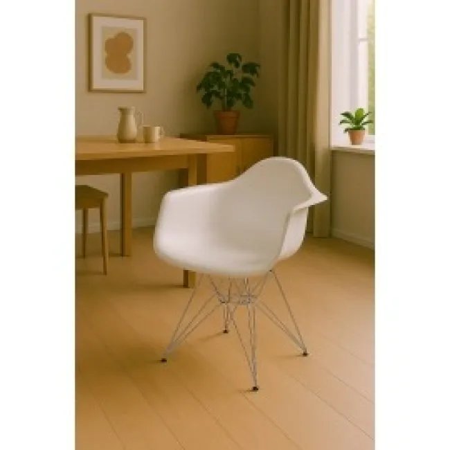 Eames Style DAR Armlehnstuhl – Weiß — image 6
