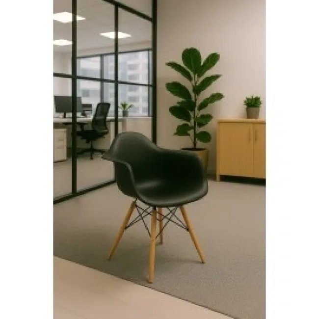 Eames Style Dining DAW Arm Chair — Negro — image 9
