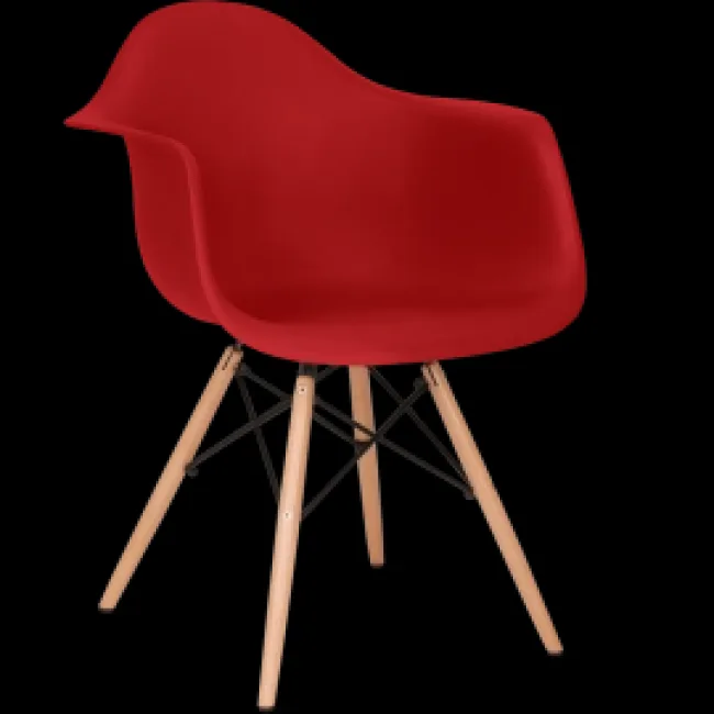 Eames Style Dining DAW Arm Chair — Red