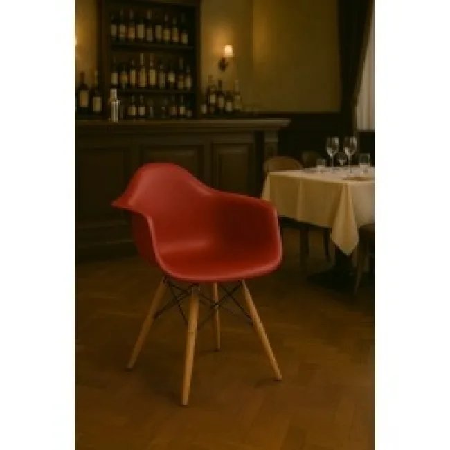 Eames Sillón DAW Rojo — Eames Style Dining DAW Arm Chair Red — image 5