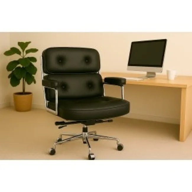 Ea104 Eames Style Office Lobby - Sillón Ejecutivo Piel Negra — image 5