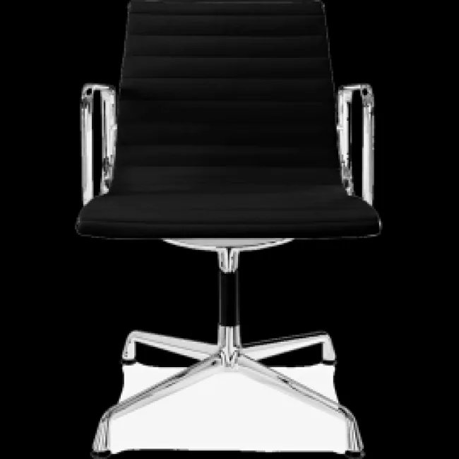 EA108 — Sillón Eames estilo oficina (respaldo bajo) en cuero negro — image 2