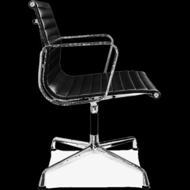 EA108 — Sillón Eames estilo oficina (respaldo bajo) en cuero negro — image 3