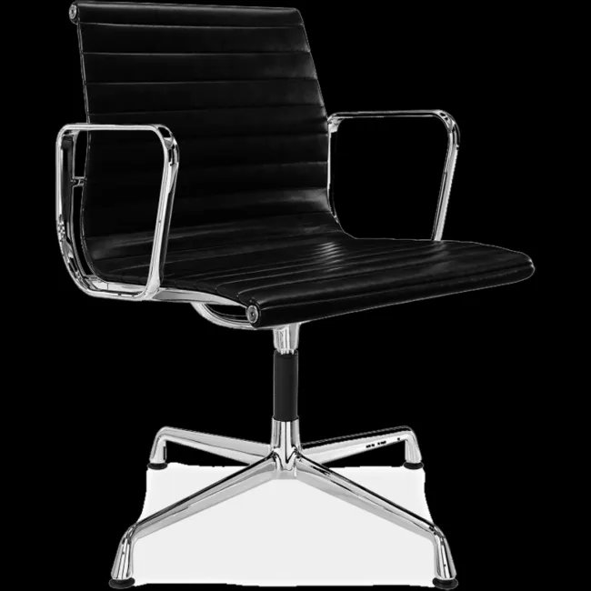 EA108 — Sillón Eames estilo oficina (respaldo bajo) en cuero negro — image 6