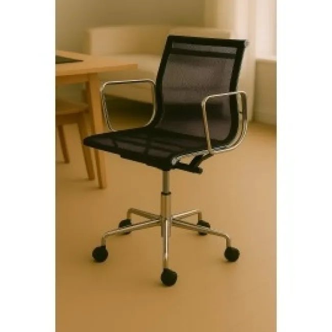 Ea108 Eames Style Sillón Oficina Mesh Respaldo Bajo Tela Negra — image 6