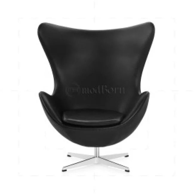 Arne Jacobsen Stil – Ei‑Stuhl (Schwarz, Leder) — image 3