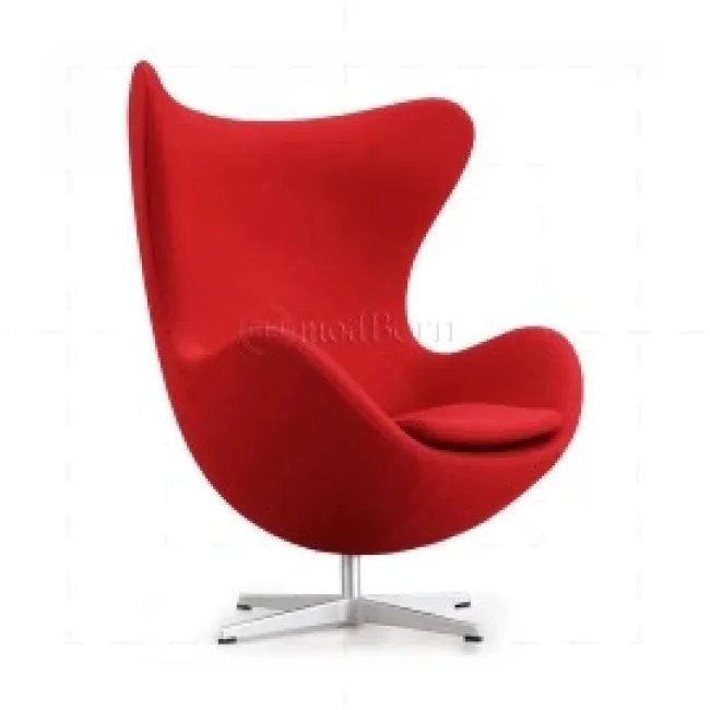 Fauteuil Œuf style Arne Jacobsen — Laine cachemire rouge