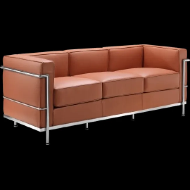 Le Corbusier Style LC2 Sofa 3 Seater Cognac Leather